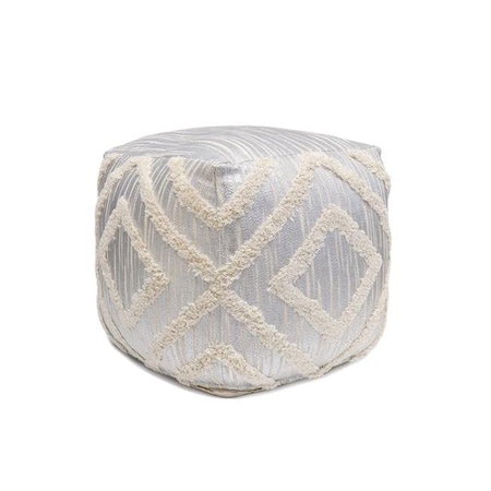 Pasargad Home Pasargad Home PPF-064-1SIL Grand Canyon Cotton Pouf - Silver Foiled - 17.75 x 17.75 x 17.75 in. PPF-064-1SIL